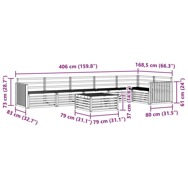Lauko sofos komplektas 7 pcs Natūrali