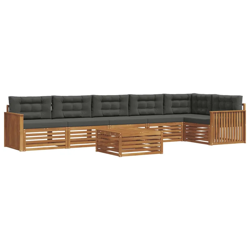 Lauko sofos komplektas su pagalve 7 pcs Natūralus ir antracitas