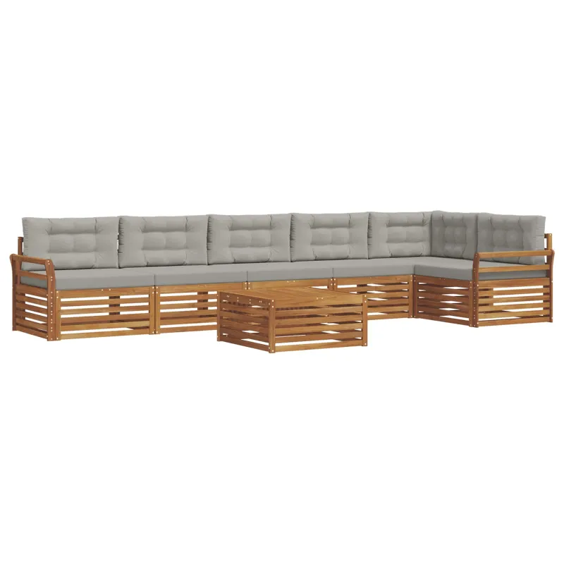 Lauko sofos komplektas 7 pcs Natūrali ir šviesiai pilka