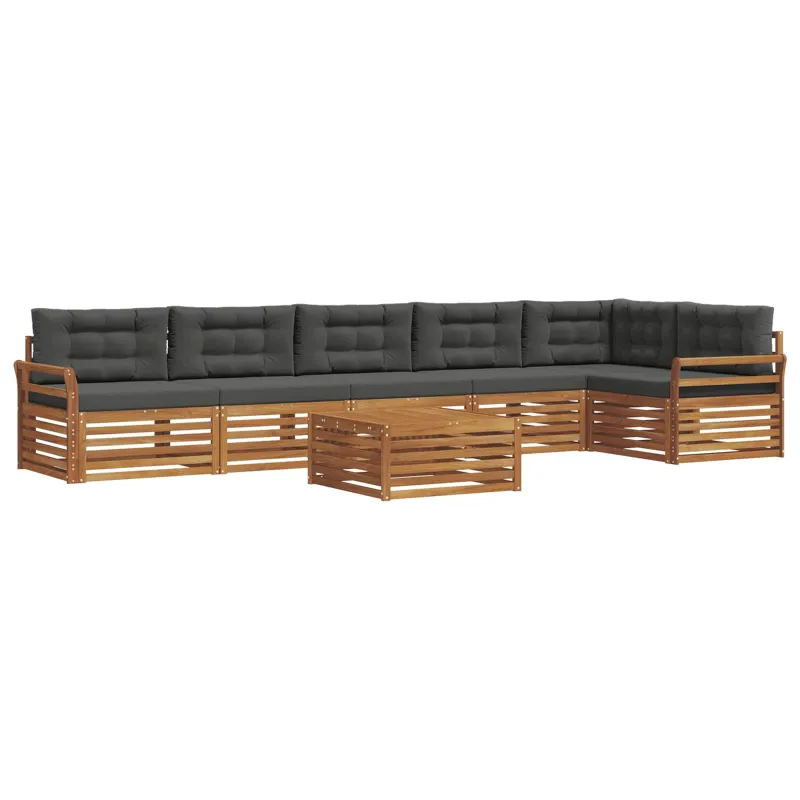 Lauko sofos komplektas su pagalve 7 pcs Natūralus ir antracitas