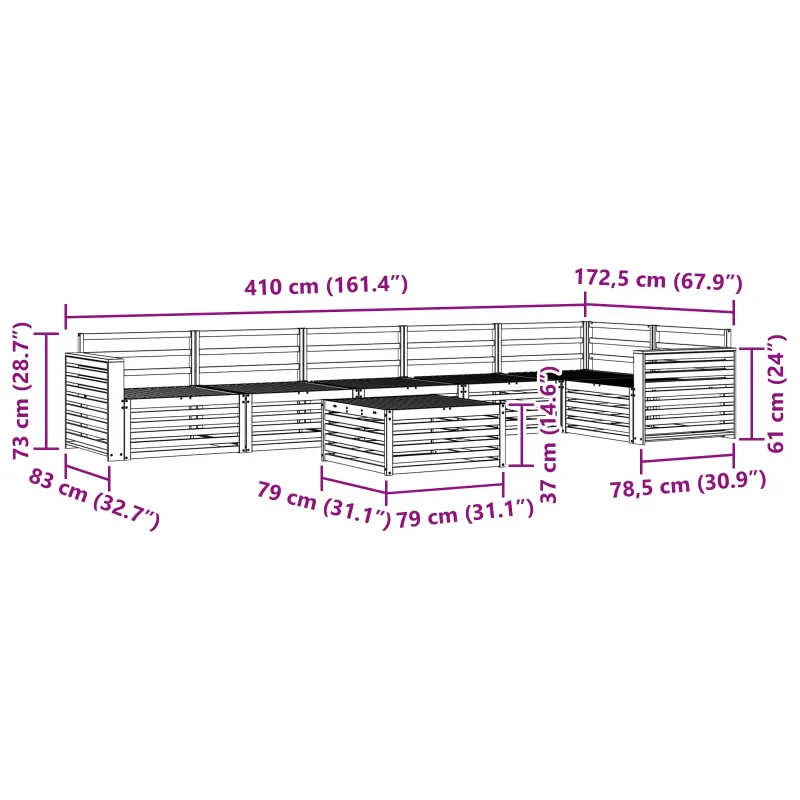 Lauko sofos komplektas 7 pcs Natūrali