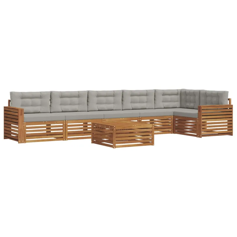 Lauko sofos komplektas 7 pcs Natūrali ir šviesiai pilka