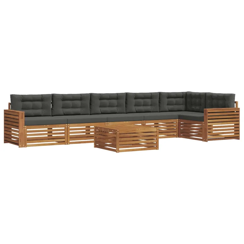Lauko sofos komplektas su pagalve 7 pcs Natūralus ir antracitas