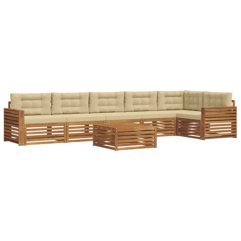 Lauko sofos komplektas su pagalve 7 pcs Natūralus ir bežinis
