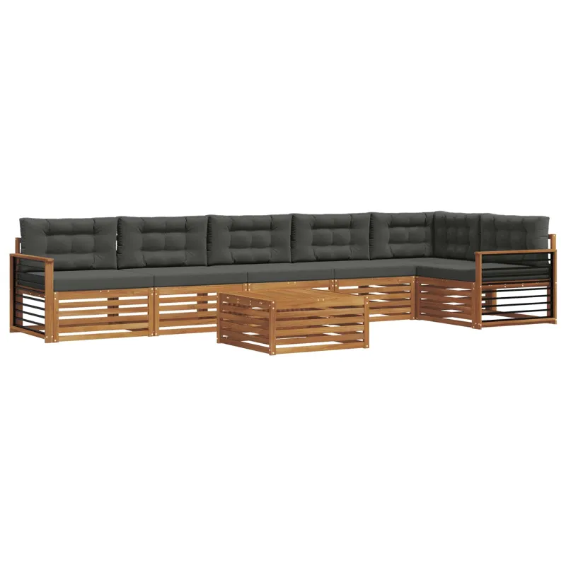Lauko sofos komplektas su pagalve 7 pcs Natūralus ir antracitas