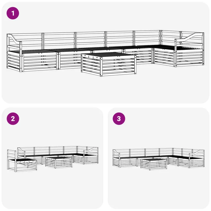 Lauko sofos komplektas 7 pcs Natūrali