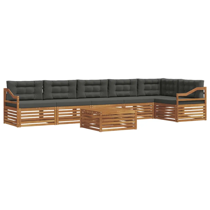 Lauko sofos komplektas su pagalve 7 pcs Natūralus ir antracitas