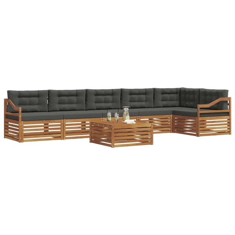 Lauko sofos komplektas su pagalve 7 pcs Natūralus ir antracitas