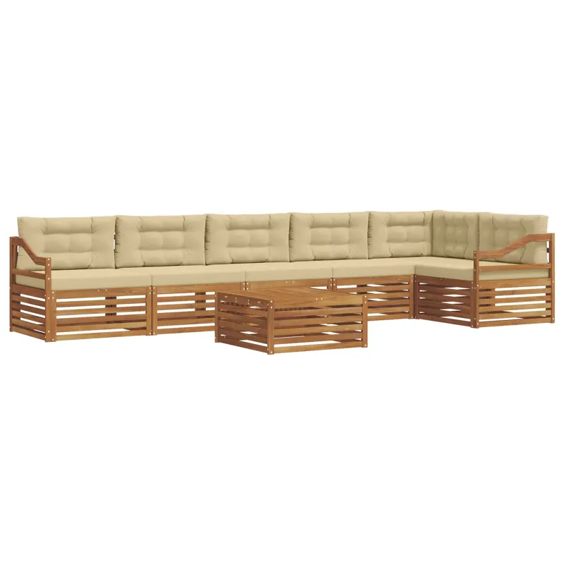 Lauko sofos komplektas su pagalve 7 pcs Natūralus ir bežinis