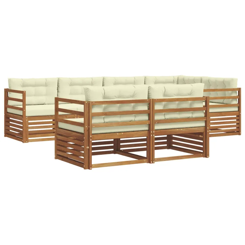 Lauko sofos komplektas su pagalve 7 pcs Natūralus ir grietinėlė