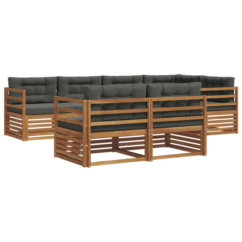 Lauko sofos komplektas su pagalve 7 pcs Natūralus ir antracitas