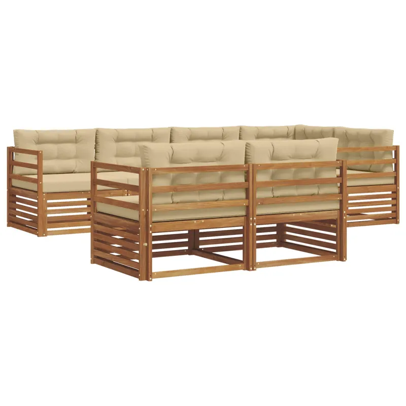 Lauko sofos komplektas su pagalve 7 pcs Natūralus ir bežinis