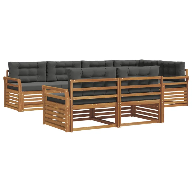 Lauko sofos komplektas su pagalve 7 pcs Natūralus ir antracitas