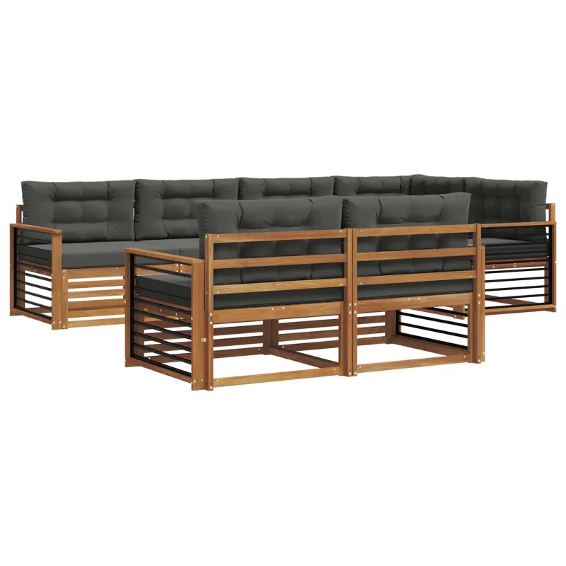 Lauko sofos komplektas su pagalve 7 pcs Natūralus ir antracitas