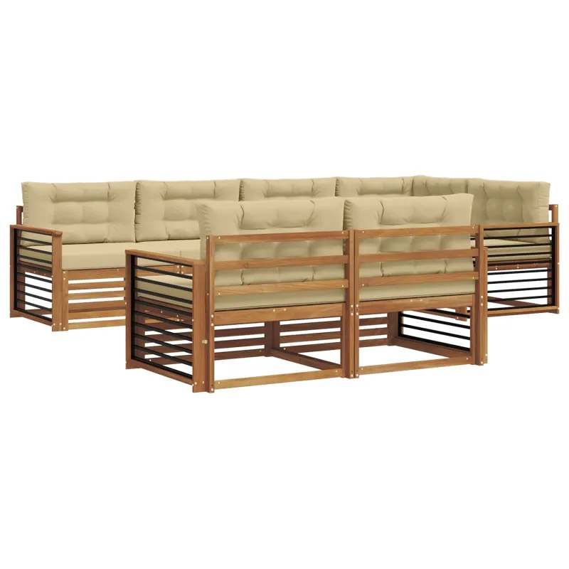 Lauko sofos komplektas su pagalve 7 pcs Natūralus ir bežinis