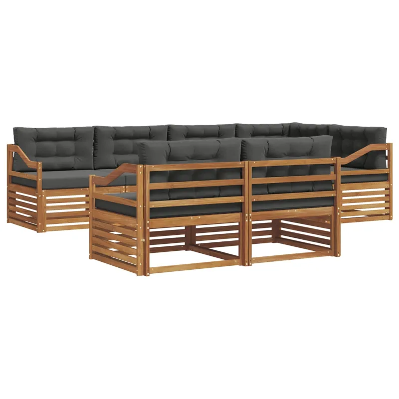Lauko sofos komplektas su pagalve 7 pcs Natūralus ir antracitas
