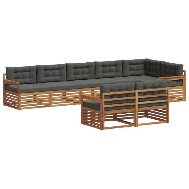 Lauko sofos komplektas su pagalve 8 pcs Natūralus ir antracitas