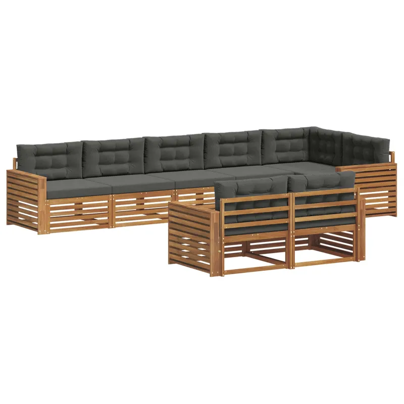Lauko sofos komplektas su pagalve 8 pcs Natūralus ir antracitas