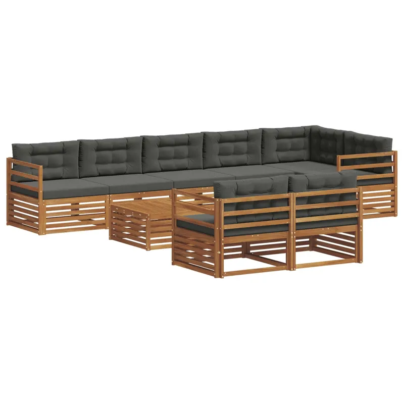 Lauko sofos komplektas su pagalve 9 pcs Natūralus ir antracitas