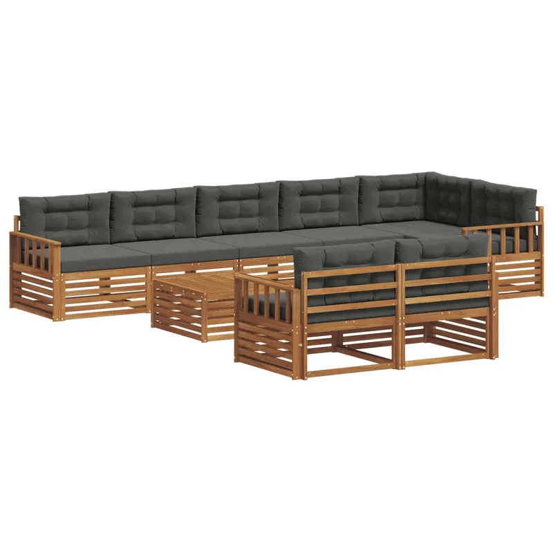 Lauko sofos komplektas su pagalve 9 pcs Natūralus ir antracitas