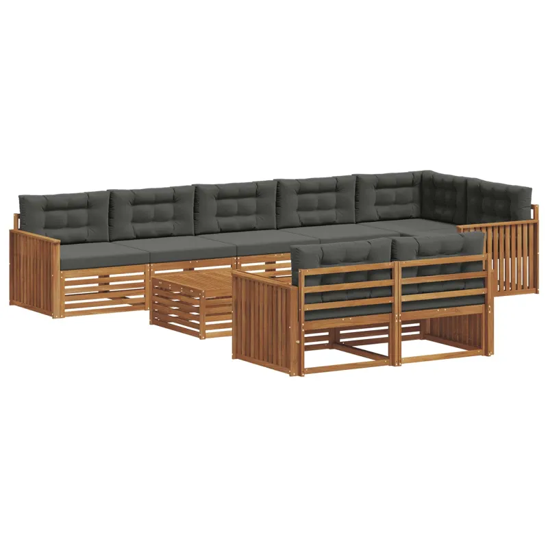 Lauko sofos komplektas su pagalve 9 pcs Natūralus ir antracitas