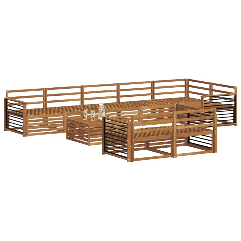 Lauko sofos komplektas 9 pcs Natūrali Kietos akacijos mediena