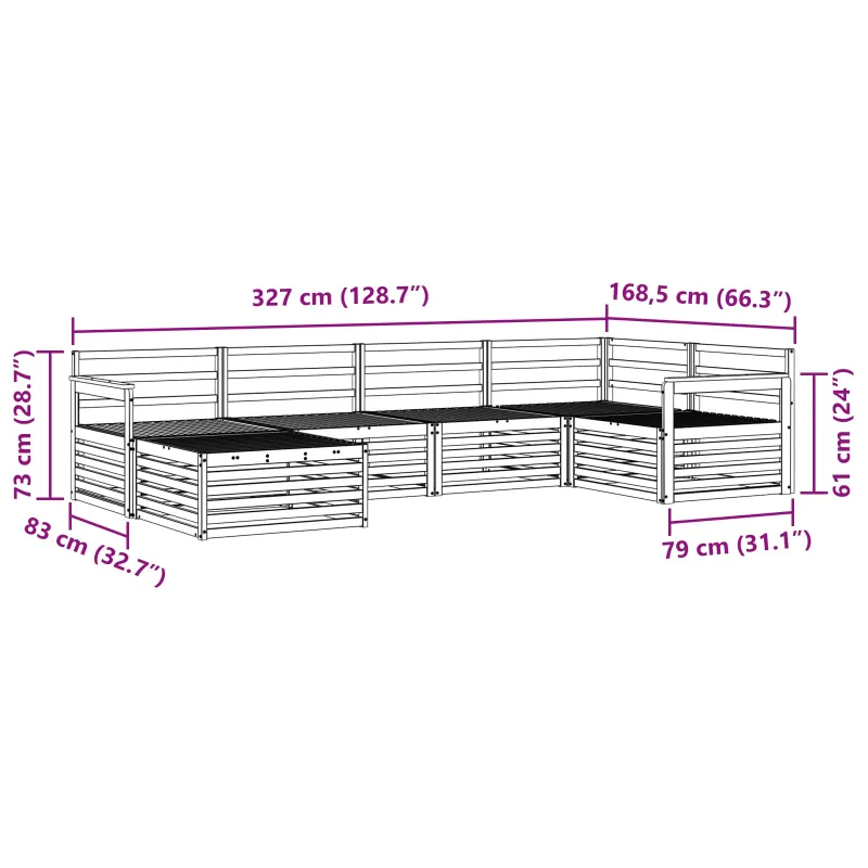 Lauko sofos komplektas 6 pcs Natūrali
