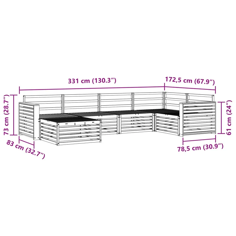 Lauko sofos komplektas 6 pcs Natūrali