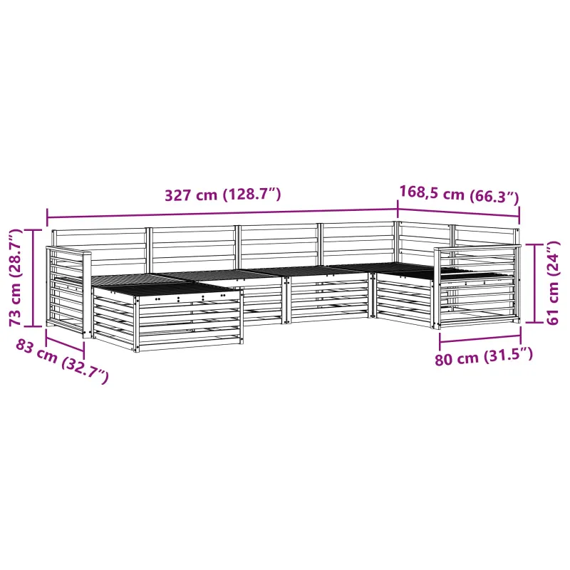 Lauko sofos komplektas 6 pcs Natūrali