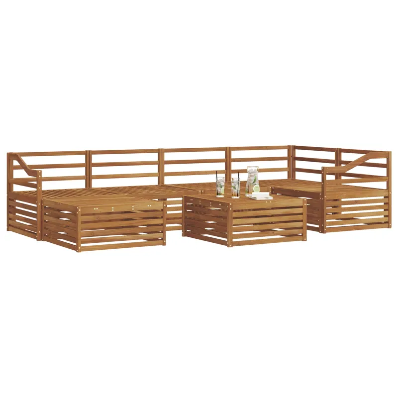 Lauko sofos komplektas 7 pcs Natūrali Kietos akacijos mediena