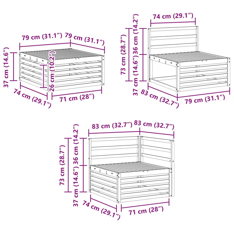Lauko sofos komplektas 7 pcs Natūrali