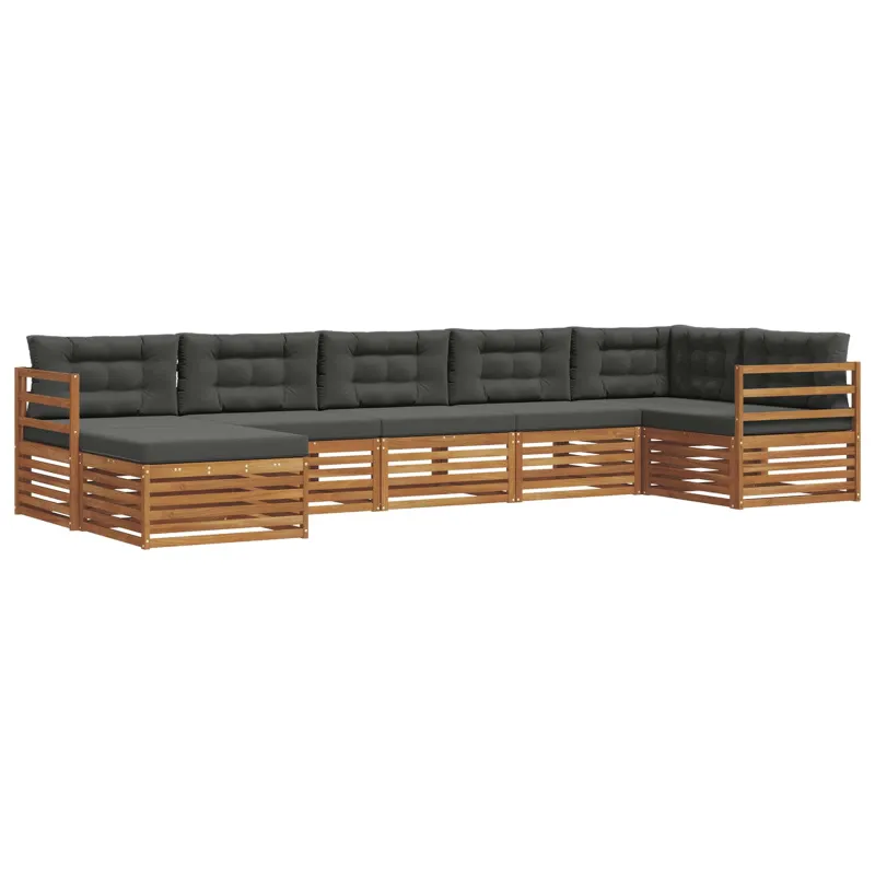 Lauko sofos komplektas su pagalve 7 pcs Natūralus ir antracitas