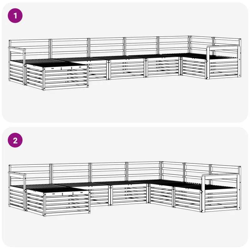 Lauko sofos komplektas 7 pcs Natūrali