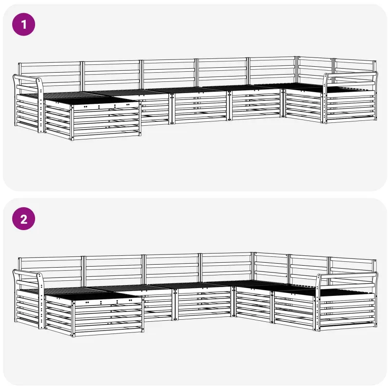 Lauko sofos komplektas 7 pcs Natūrali