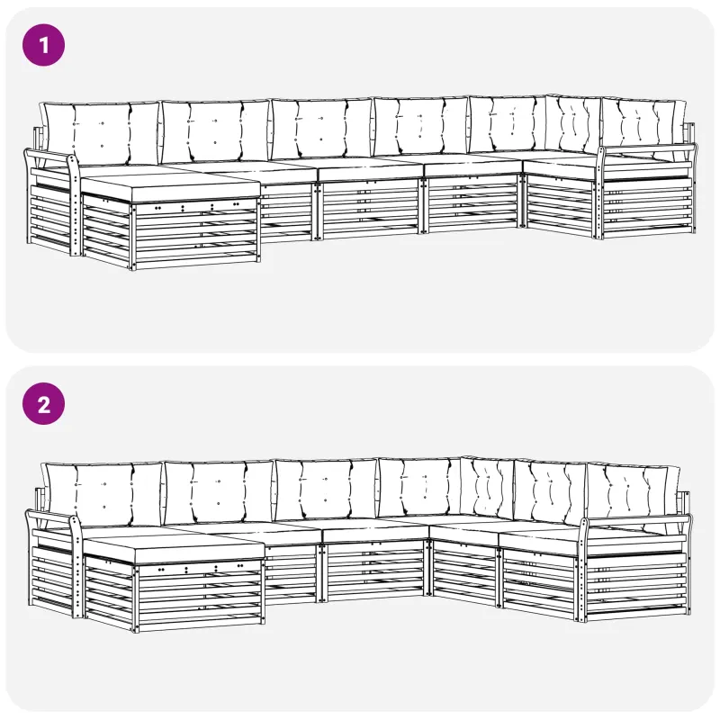 Lauko sofos komplektas su pagalve 7 pcs Natūralus ir bežinis