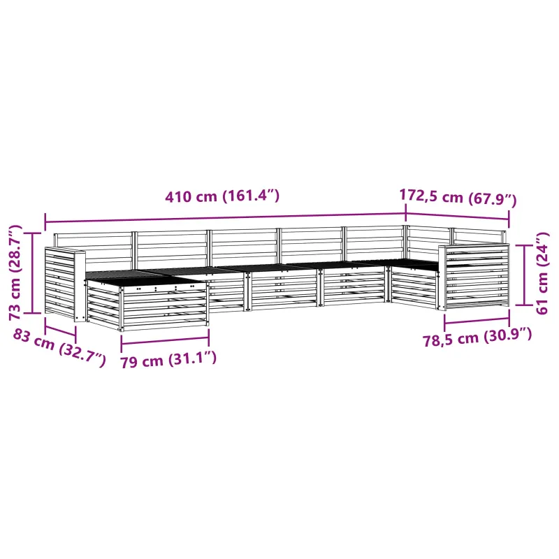 Lauko sofos komplektas 7 pcs Natūrali