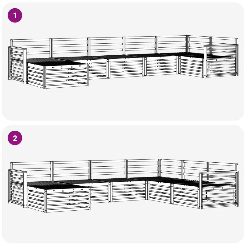 Lauko sofos komplektas 7 pcs Natūrali