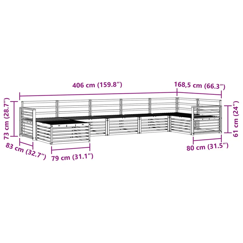 Lauko sofos komplektas 7 pcs Natūrali