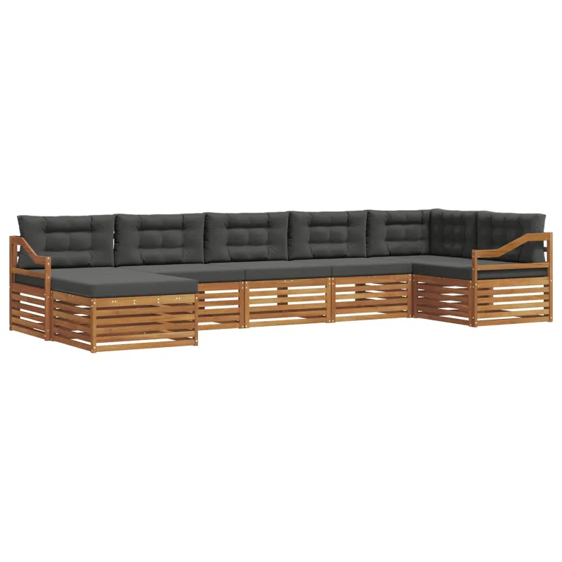 Lauko sofos komplektas su pagalve 7 pcs Natūralus ir antracitas