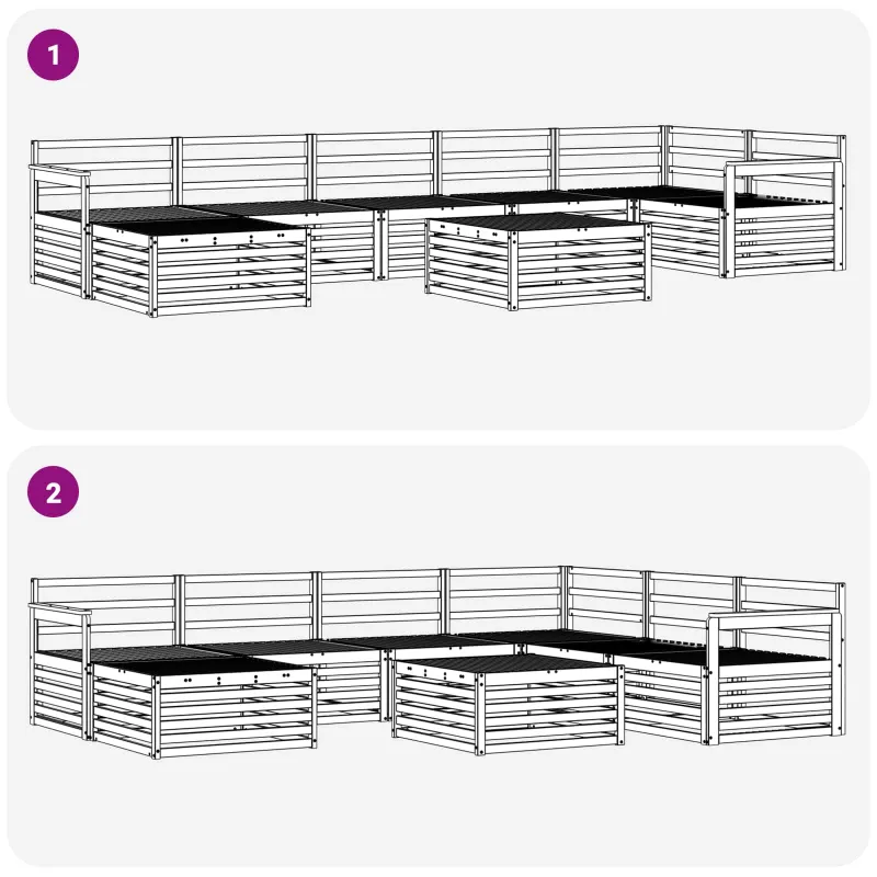 Lauko sofos komplektas 8 pcs Natūrali