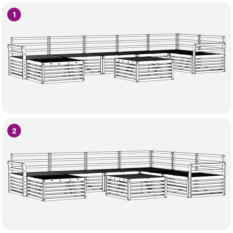 Lauko sofos komplektas 8 pcs Natūrali