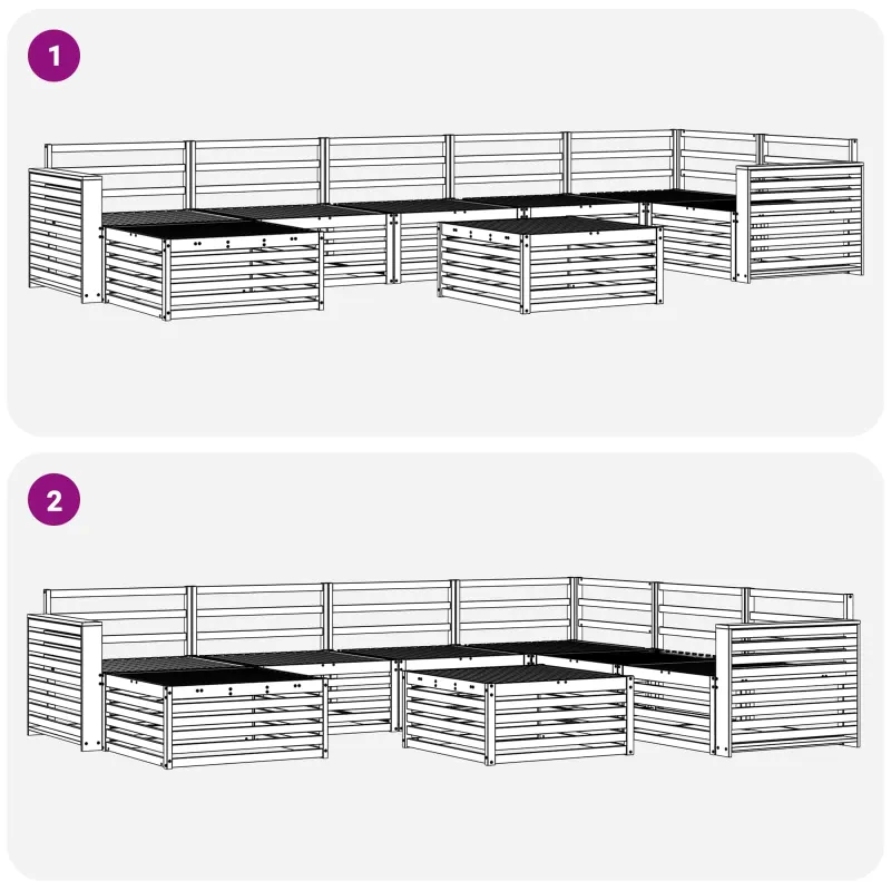 Lauko sofos komplektas 8 pcs Natūrali