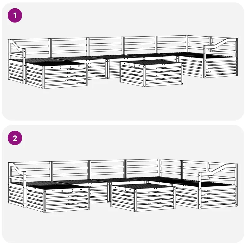 Lauko sofos komplektas 8 pcs Natūrali
