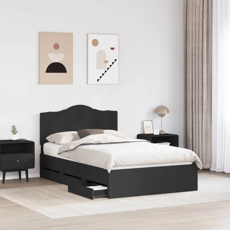 Lovos rėmas su stalčių Juodas 120 x 190 cm Inžinerinė mediena