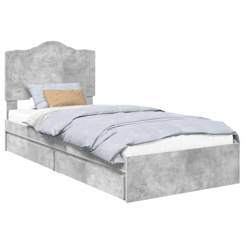 Saugos lova Betono pilka 70 x 190 cm Apdirbta mediena