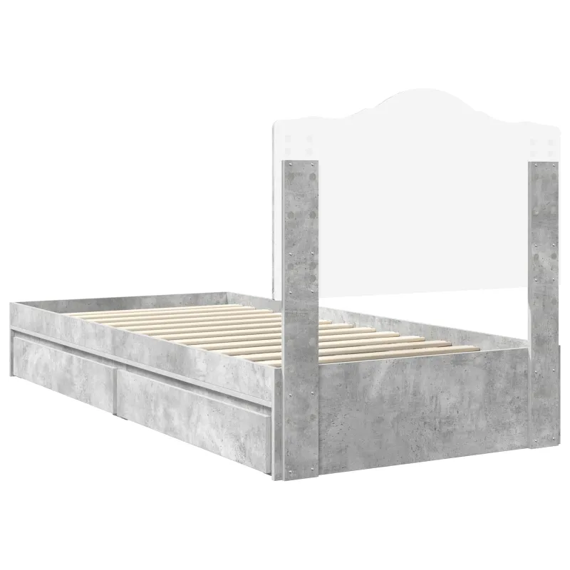 Saugos lova Betono pilka 70 x 190 cm Apdirbta mediena