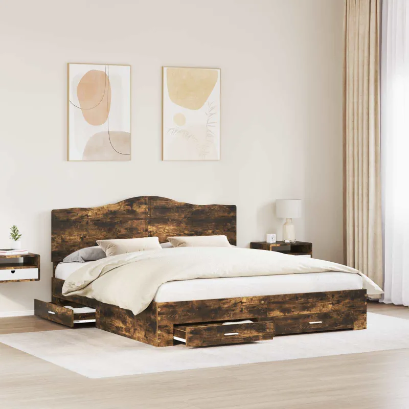 Lovos rėmas Rūkyta ąžuolas 200 x 200 cm Apdirbta mediena