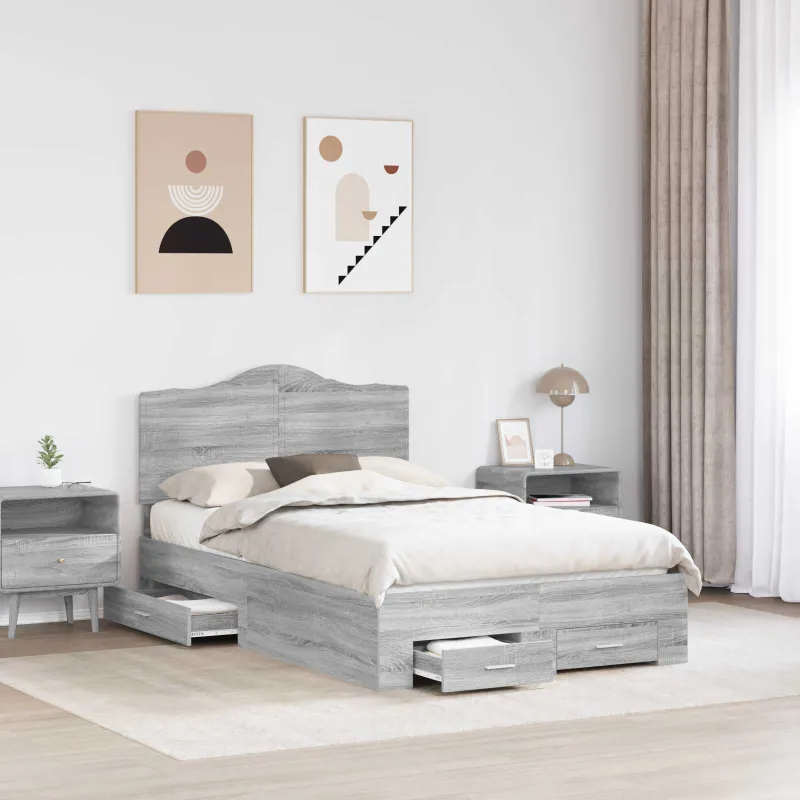Lovos rėmas Pilkas Sonoma 135 x 190 cm Apdirbta mediena