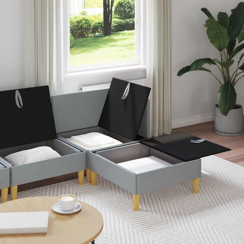 Svetainės baldų komplektas 4 pcs Šviesiai pilka Audinys
