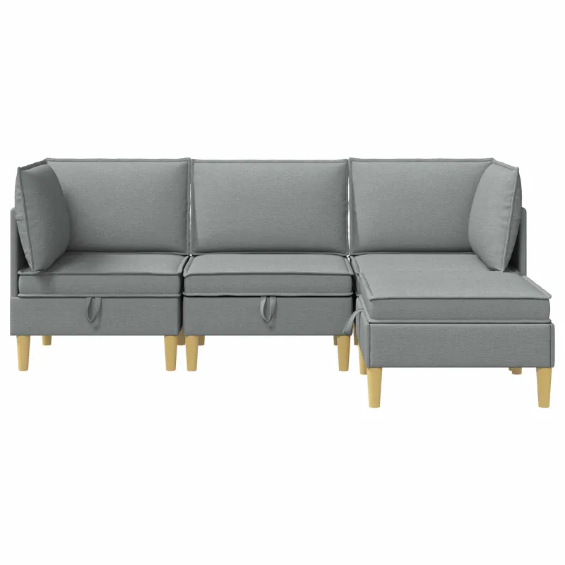 Svetainės baldų komplektas 4 pcs Šviesiai pilka Audinys